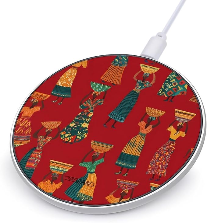 African Tradition Women Dance Phone Charger Magnetic Charging Pad Anti-Slip with USB Cable