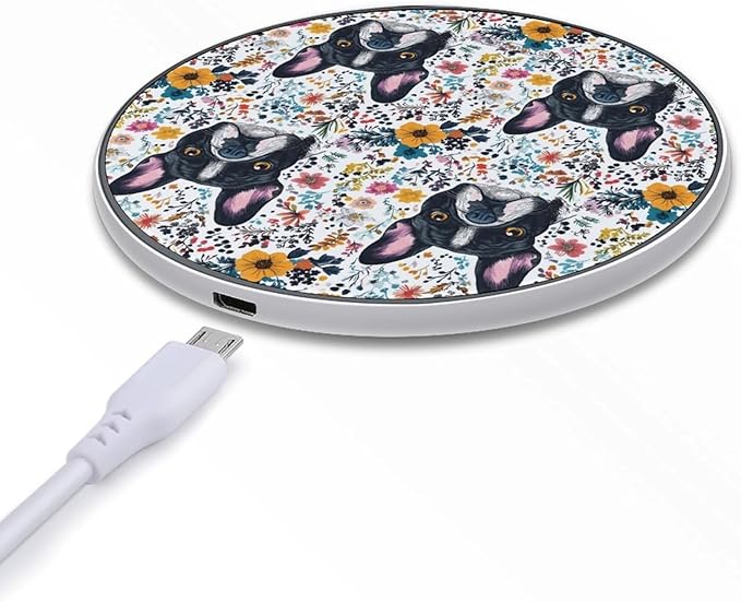 Cute Bulldog Dog Wireless Charger Anti-Slip Wireless Charging Pad Slim Charger Mat for Men Women