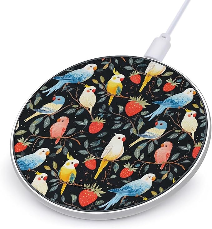 Cockatiel Parrot Wireless Charger Anti-Slip Wireless Charging Pad Slim Charger Mat for Men Women