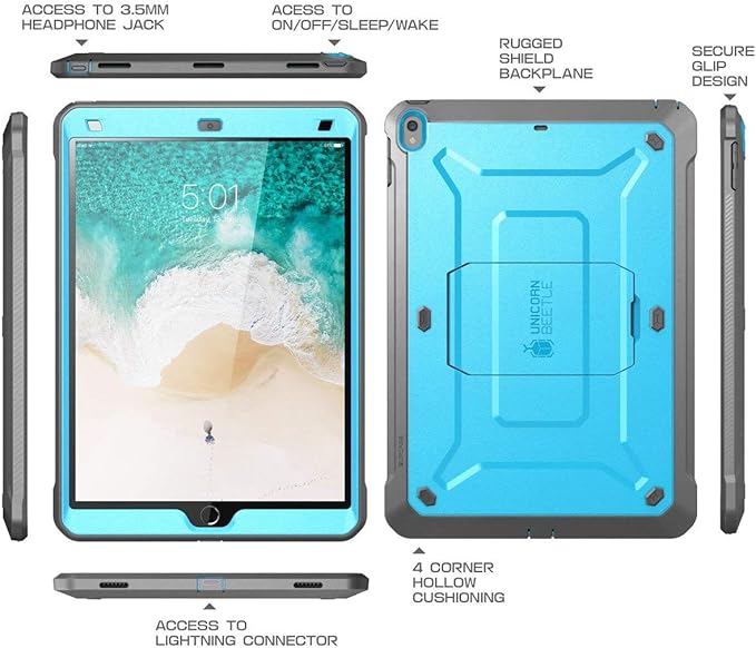 SUPCASE Unicorn Beetle PRO Case for iPad Air 3 (2019) and iPad Pro 10.5'' (2017) Heavy Duty with Built-in Screen Protector Full-Body Rugged Protective Case(Blue)