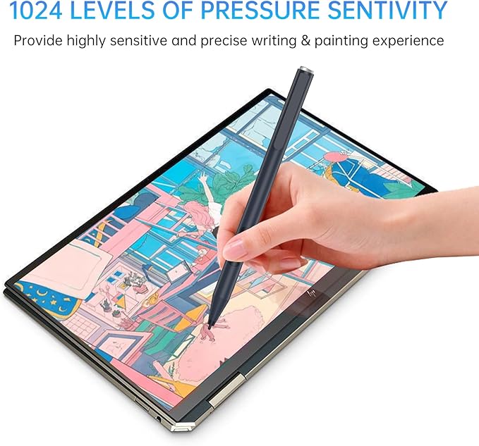 Stylus Pen for HP Omnibook Pen for HP Envy x360 Pavilion x360 Specter x360 Touchscreen Laptops with 2500h Battery Life Palm Rejection &amp 1024 Pressure Sensitivity