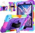 for iPad 9th/8th/7th Generation CaseiPad 10.2 Case 2021/2020/2019 with Cute Key Chain Rugged Protective Case with 360°Rotating Stand &amp Shoulder Hand Strap &amp Pen Slot for 10.2 Inch (Rainbow