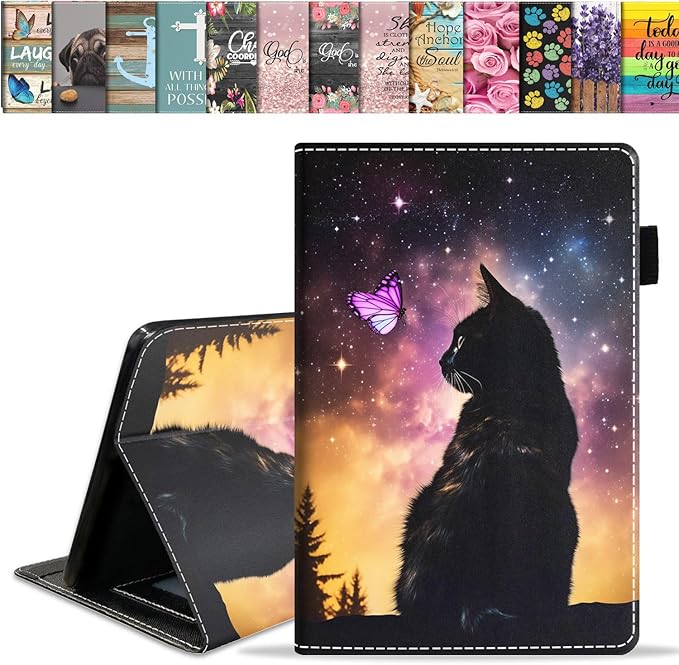 Case for All-New Amazon Kindle Fire HD 10 &amp 10 Plus Tablet 10.1 (13th/11th Generation 2023/2021 Release) Slim PU Leather Stand Cover with Card Slot &amp Auto Wake/Sleep Cat and Butterfly