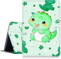 DIGTIALLL Case for Amazon Kindle Fire HD 8 Tablet (8th / 7th / 6th Generation - 2018 2017 and 2016 Release) PU Leather Smart Protective Cover with Auto Sleep/WakeCute Green Dinosaur