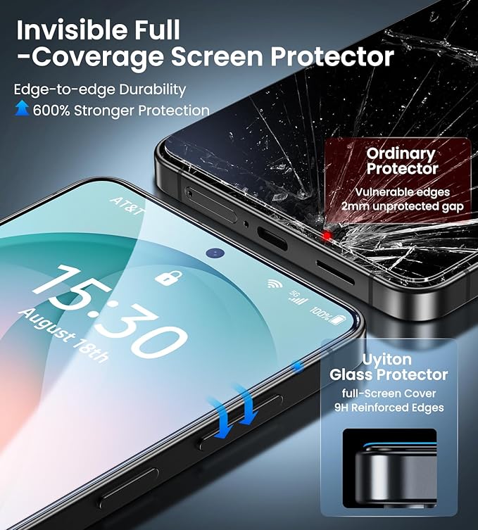 Uyiton UnBreak-Glass for Samsung Galaxy S26 Plus Screen Protector [Ultrasonic Fingerprint Support][Auto-Alignment Frame] Scratch-Resistant Bubble-Free S26 Plus Screen Protector 3 Pack