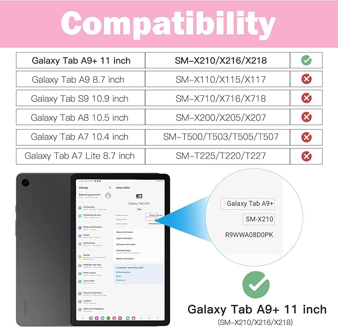 BRAECN for Samsung Galaxy Tab A9 Plus Case 11 Inch 2023 Shockproof Hard Duty Case with Screen Protector &amp360 Rotating Stand&ampHand Strap/Shoulder Strap for Galaxy A9 Plus Tablet-Black
