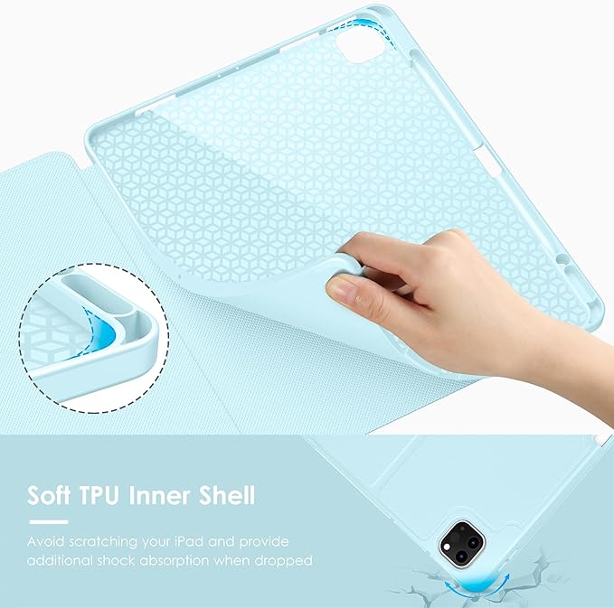 VIKESI Case for iPad Pro 12.9 6th / 5th / 4th / 3rd Generation Case 2022/2021/2020/2018Multiple Angles Magnetic Stand CoverShockproof Soft BackPencil Holderand Auto Sleep/WakeLCE Blue
