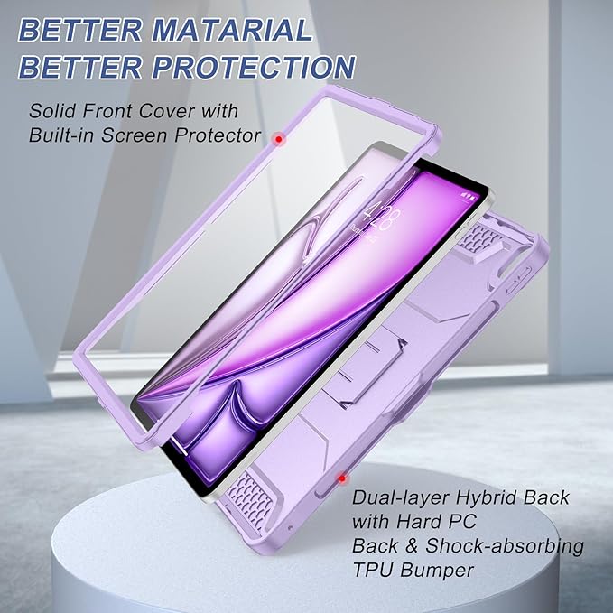 Soke Case for iPad Air 13-Inch M4 2026 M3 2025 &amp M2 2024with Built-in Screen Protector and Kickstand Rugged Full-Body Heavy Duty Protective Cover for Apple iPad Air 13 - Violet