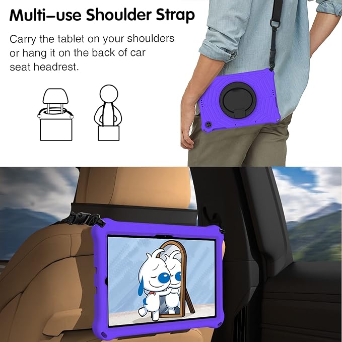 for Samsung Galaxy Tab S5e 10.5 (2019) SM-T720/T725 Tablet Case for Kids - EVA Lightweight Shockproof 360° Rotating Handle Stand Rugged Cover W Shoulder StrapPurple