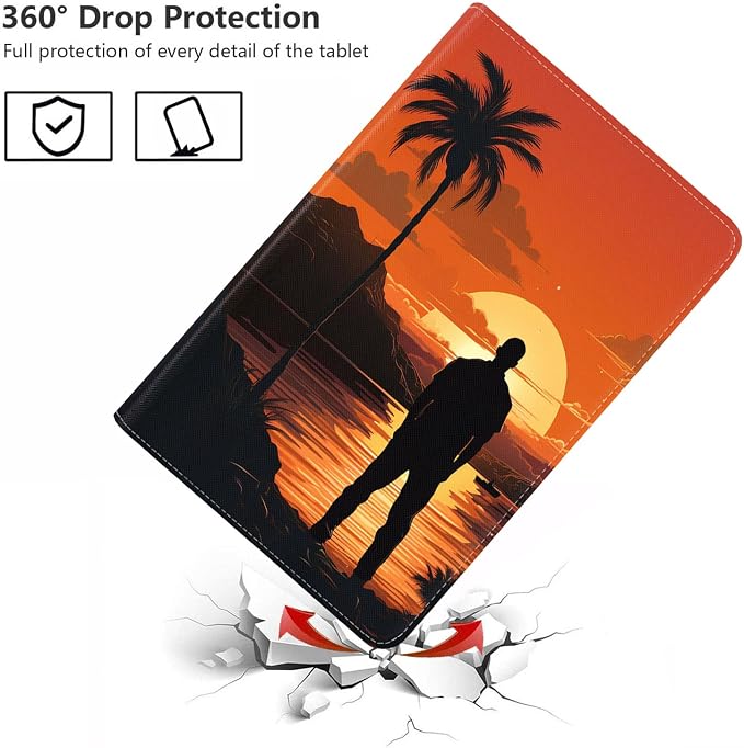 Palm Trees and Man's Back At Sunset