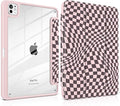 Case for iPad Pro 13 inch (M5) 2025 (M4) 2024 Release with Pencil Holder - Aesthetic Cute Design Trifold Cover with Soft TPU Bumper Clear Back Auto Sleep/Wake for Girls Women Abstract lattice