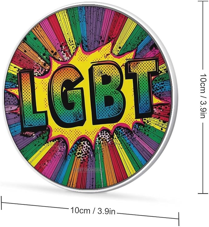 LGBT Rainbow Comic Vintage Fast Portable Charger 10W Funny Graphic Phone Charging Pad with USB Cable