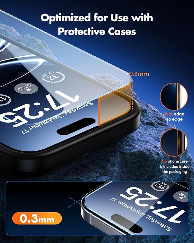 UNBREAKcable for iPhone 16 Pro Screen Protector [Quick-Installation Box] 3-Pack 9H+ Hardness Shatterproof Tempered Glass [99.99% HD Clear] [Case Friendly] [Bubble Free] for iPhone 16 Pro 6.3