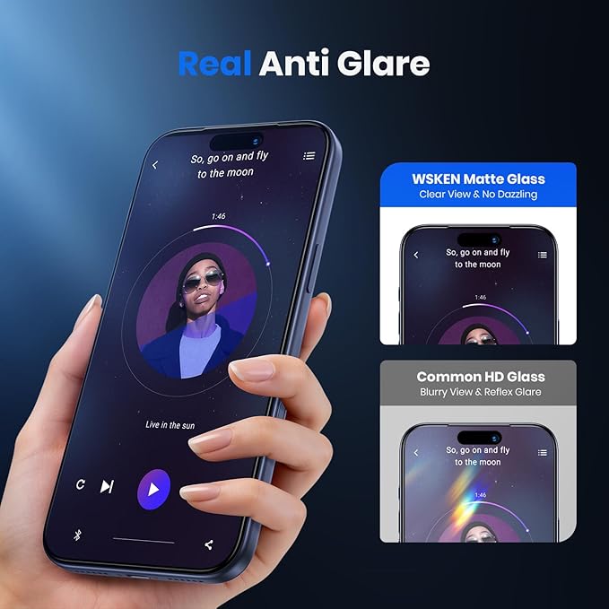 WSKEN for iPhone 17 Pro Max Matte Privacy Screen Protector - Anti Glare Anti Fingerprint [4 Way 360 Anti Spy] 10X Military Shatterproof Zero Bubble Anti Peep Tempered Glass Film for 17 Pro Max