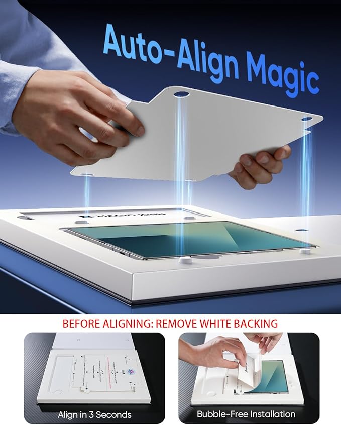 MAGIC JOHN for Samsung Galaxy Z Fold 7 Screen Protector [Not Glass] 2 Pack Inner Flexible PET Films &amp Front Films with Auto Align Mounting Frame Kit Full Coverage Bubble-Free HD Clear