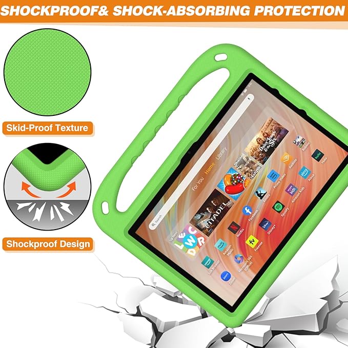 Dteck Kids Case for Fire HD 10 &amp HD 10 Plus Tablet(13th/11th Generation 2023/2021 Release)Lightweight Shockproof Kid-Proof Cover with Handle Stand for Kindle Fire HD 10 Kids Tablet 2023 2021 Gr
