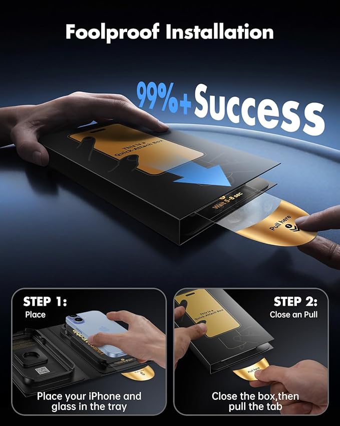 UNBREAKcable for iPhone 17 Privacy Screen Protector QuickSet Box 25° Anti-Spy Tempered Glass 9H+ Hardness Case-Friendly Bubble-Free Anti-Fingerprint for Apple 17-2 Pack 6.3