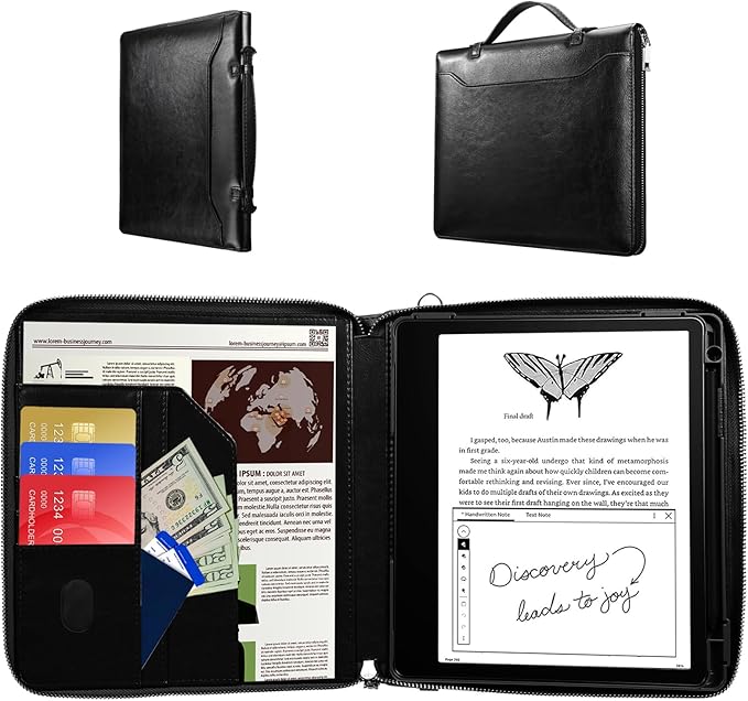 E NET-CASE Case for Kindle Scribe 10.2 inch 2024 &amp 2022 Released - Business Handheld Design Upgraded PU Leather Cover for Kindle Scribe Digital Paper with Zipper &amp Pen Holder (Black)