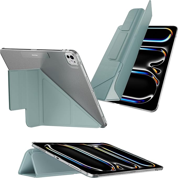 MAGEASY Case for iPad Pro 13 - Folio Case with Multi-fold Multi-Angle Stand Apple Pencil Holder Stain-Resistant Compatible with iPad Pro 13'' (2024 M4) - Facet | Exquisite Blue