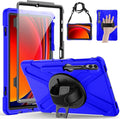 Gerutek Case for Samsung Galaxy Tab S10 Plus/S9 Plus/S9 FE Plus/S8 Plus/S7 Plus/S7 FE 12.4 inch Full-Body Drop Protective Case with Screen Protector Pencil Holder Rotating Hand Stand Strap Blue