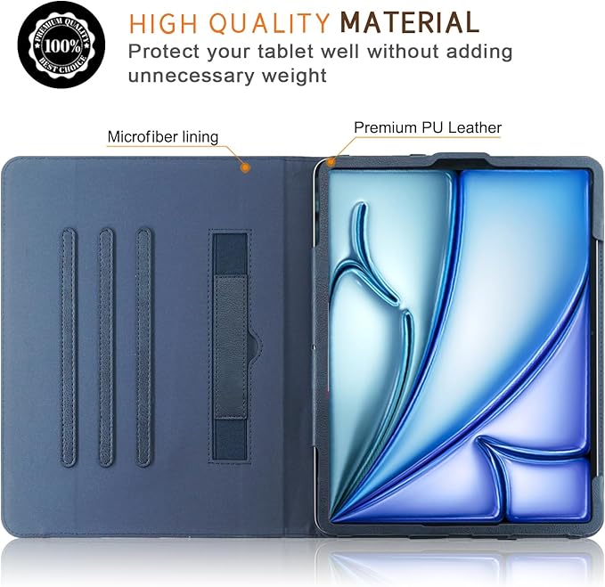 Case Compatible with Apple iPad Air 11-inch(M2) 2024/iPad Air 4/5th 2020/2022 10.9 Tablet PU Leather Business Cover for ipad Air5 /Air4/Pro 360 Rotating Cases Auto Wake/SleepDark Blue