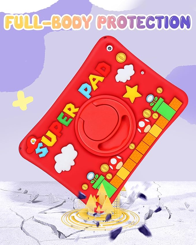Cute Case for iPad 9th/8th/7th Generation - Silicone 3D Design for Girls Women Girly Kawaii Funny Cartoon Soft Stand for iPad Case 9th/8th/7th Generation with Lanyard 10.2 InchRed Maliao