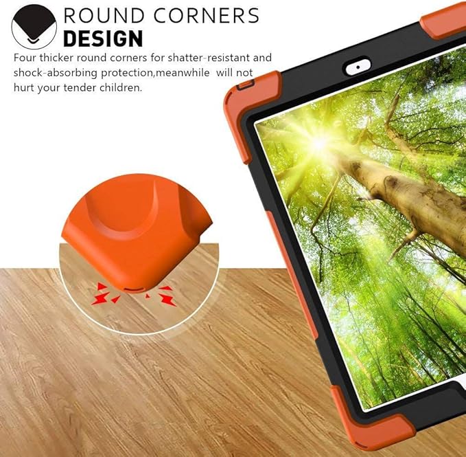 iPad Air Cases 1st Gen 9.7 Inch 2013 | TSQ iPad Air First Generation Case Triple Layer High Impact Absorbing Corner Protection Case w/Stand Hand Shoulder Belt for Boys Gilrl for iPad Air 1 Orange