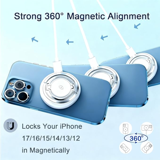 Wireless Charger Stand Foldable Magnetic 3 in 1 Charging Station for Multiple Devices Phone Stand and HolderCompatible with iPhone 17/16/15/14/13 Series 1 Pack