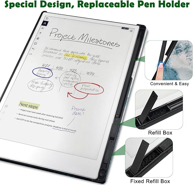 Case for Remarkable Paper Pro Tablet 11.8 (Released in 2024) Hard Back Shell Protective Book Folio Cover with Built-in Pen Holder with Auto Sleep/Wake Function.