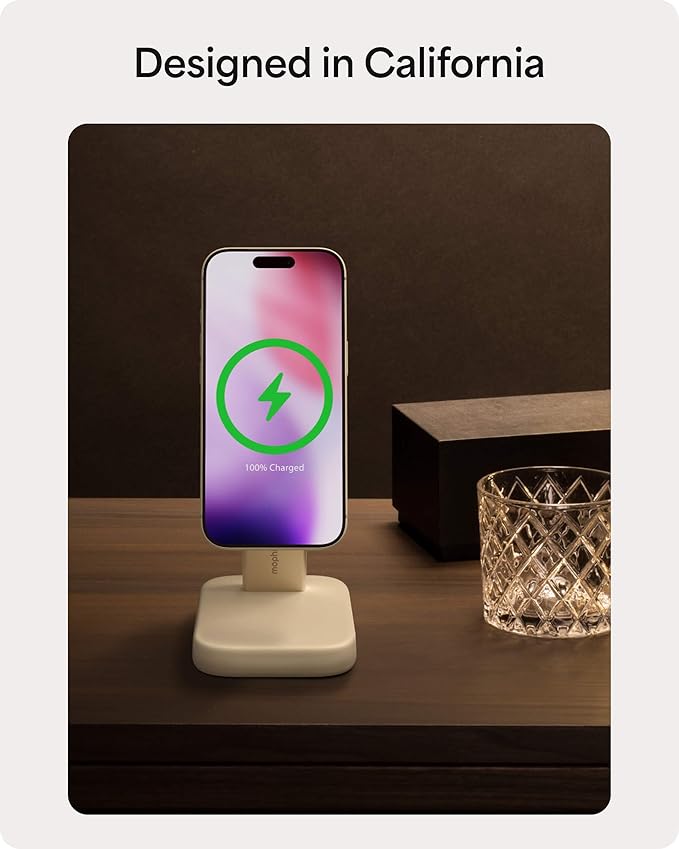 Mophie 2-in-1 Wireless Charging Stand - Qi2-Certified MagSafe Charger for iPhone &amp Apple Watch – Fast Charging Station with Adjustable Phone Stand &amp Cable Management – Up to 15W Power