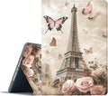 Case for Samsung Galaxy Tab A11/A9 8.7-Inch 2025/2023Adjustable Stand Auto Wake/Sleep Function Full Body Protection Cover - Eiffel Tower Butterfly Rose