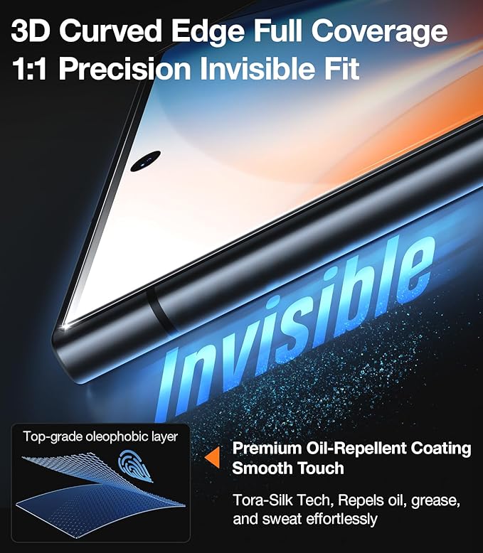 TORRAS Top-Notch Aerospace Glass for Samsung Galaxy S24 Ultra Screen Protector [12Ft Military-Grade Shatterproof] Anti-Scratch Tempered Glass Full Coverage Fit Screen Protector S24 Ultra 6.8 2-Pack |