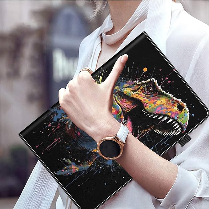 Case for Amazon Fire HD 10 Tablet (9th/7th/5th Generation2019/2017/2015 Release) Multi-Angle Smart Stand Cover Auto Sleep/Wake for Fire 10.1 InchWatercolor Dinosaur