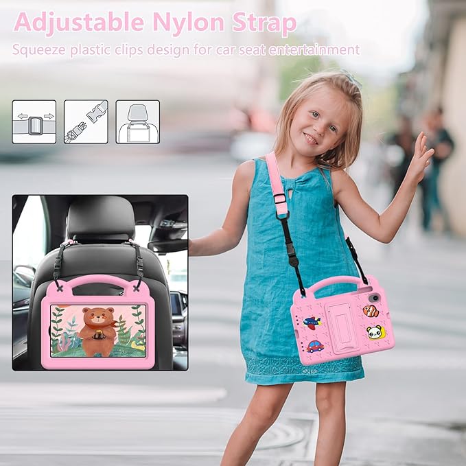 for Revvl Tab 2 Case (2025) EVA Shockproof Tablet Cover with Stand Handle Shoulder Strapfor Tmobile Revvl Tab 2 Tablet Case 10.1'' Pink