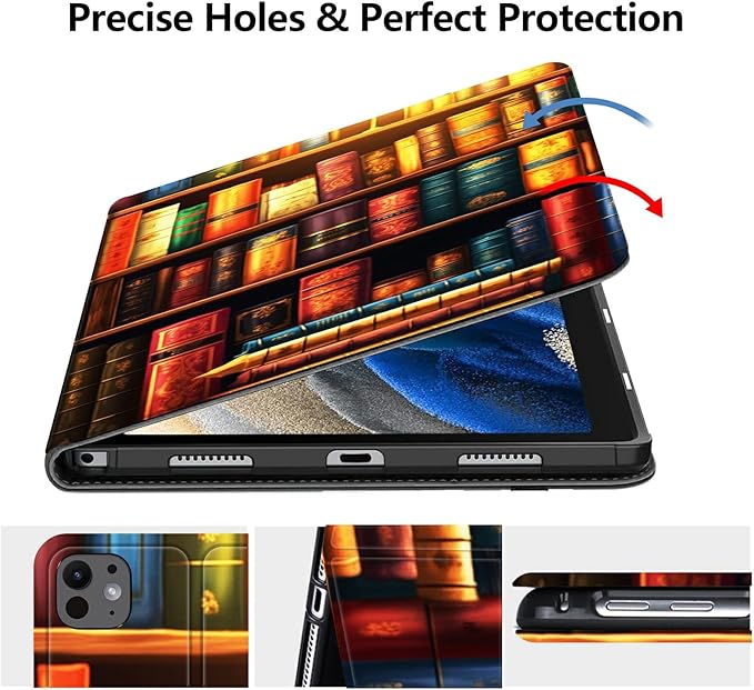 Case for iPad Air 11 (M3 2025 / M2 2024)/ iPad Air 6th/5th/4th Gen Case (2025/2024/2022/2020) 10.9 Inch PU Leather Smart Protective Cover with Auto Sleep/WakeVintage Bookshelf