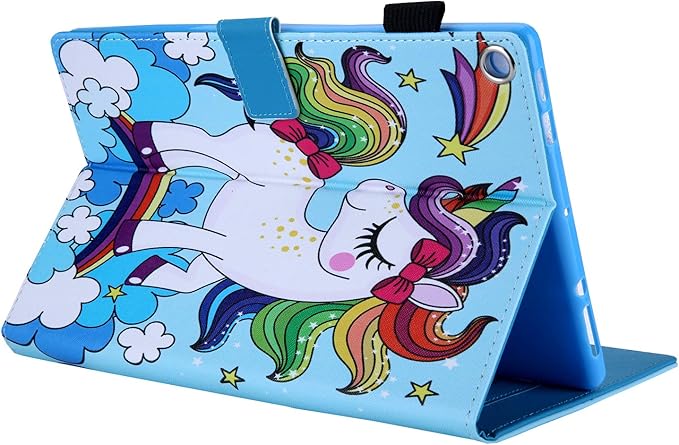 Folio Cover for Fire HD 10 (2015/2017/2019) Techcircle Slim Folding Stand PU Leather Protective Wallet Case with Smart Sleep/Wake Feature for All-New Amazon Fire HD 10.1 Tablet Rainbow Unicorn