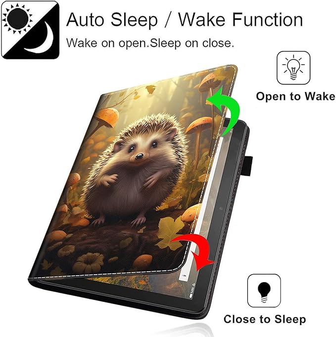 Case for All-New Amazon Kindle Fire HD 10 and Fire HD 10 Plus Tablet (13th/11th Generation 2023/2021 Release) 10.1 Slim Folding Stand Cover with Auto Wake/Sleep Hedgehog