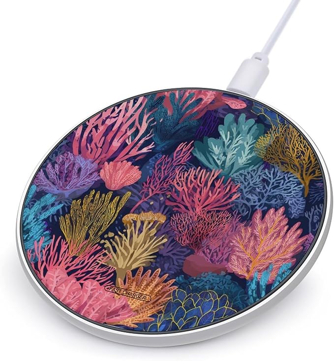 Coral Reef Ocean Fast Portable Charger 10W Funny Graphic Phone Charging Pad with USB Cable