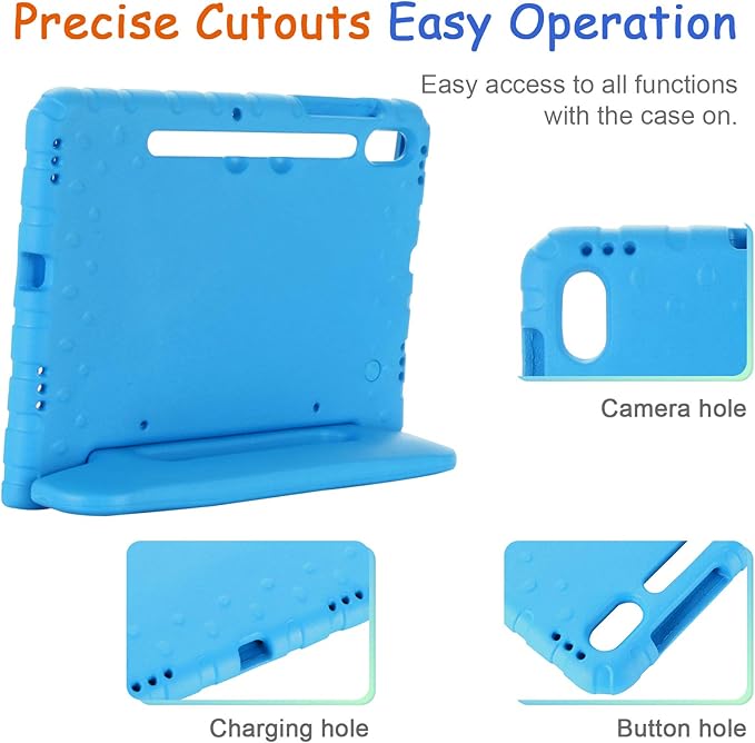 Kids Case for Samsung Galaxy Tab S7/S8 11 (2020/2022) Techcircle Handle Stand Lightweight EVA Foam Bumper Protective Rugged Drop Protection Child Proof Cover for Galaxy Tab S8/S7 SM-X700/T870 Blue