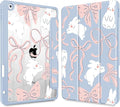 Case for iPad 9th/ 8th/ 7th Generation 10.2-Inch Case(2021/2020/2019 Release) [Built in Pencil Holder] Trifold Stand Auto Wake/Sleep Clear TPU Protection Back Cover Bunny Bows
