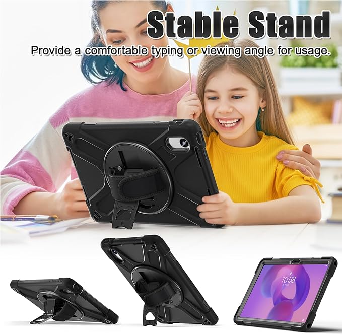 ZenRich Rugged Case for Lenovo Idea Tab 11 2025 / K11 Gen 2 / Xiaoxin Pad 11 / M11 11-inch Heavy Duty Shockproof Case with 360° Rotating Kickstand Built-in Screen ProtectorHand Strap &amp Shoulder