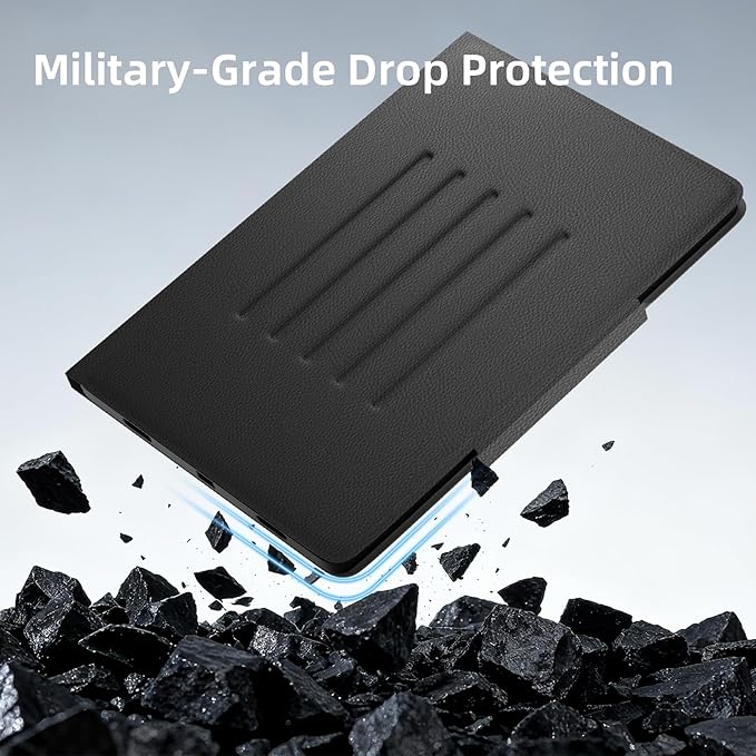 Case for Samsung Galaxy Tab S10 Lite/ S10 FE 2025/ S9 FE 10.9 inch/ S9 11 inch with Screen Protector Adjustable Angles Stand Back Cover Shockproof Premium PU Leather Case (Black)
