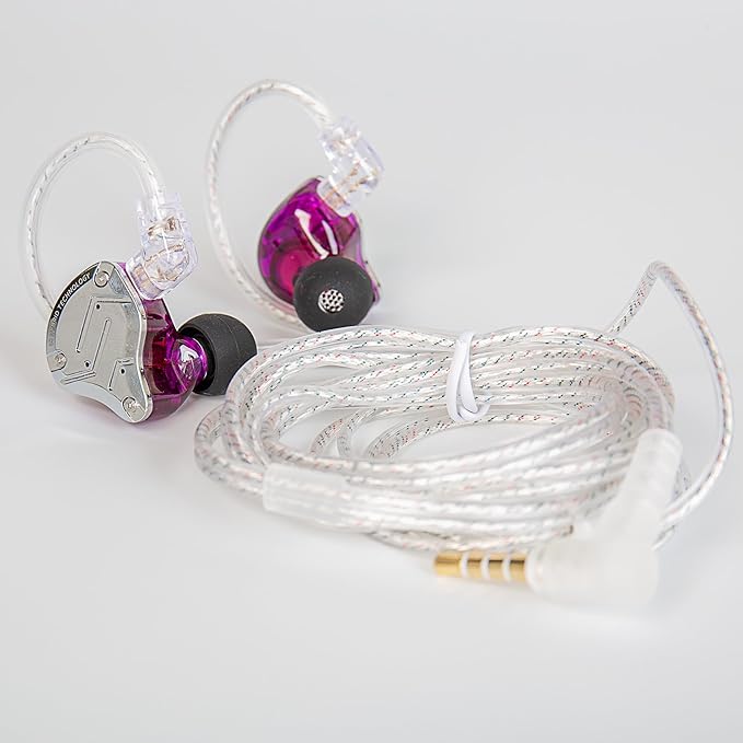 KZ ZS10 PRO in Ear Monitor Headphones 4BA+1DD 5 Hybrid Driver Gaming Earbuds Wired Earphones HiFi Clarity Sound Immersive Bass IEMs for Gaming Musicians Singers Audiophile (Purple with Microphone)