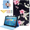 Case for Amazon Kindle Fire Max 11 (13th Generation 2023 Release) 11 with Stand/Pencil Holder/Hand Wrist Strap Folio Magnetic Smart PU Leather Cover [Auto Sleep Wake] Pink Flower Black
