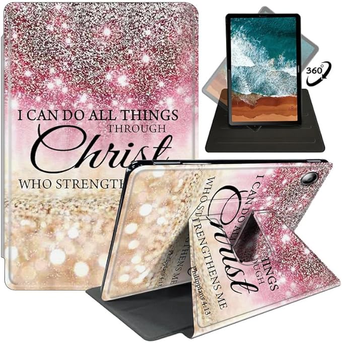 FUYOCWE for Fire HD 10 Tablet Case (13th Generation2023 Release 10.1) 360 Degree Rotating Swivel Stand Flip Smart Cover for Amazon Kindle Fire HD 10 13th Gen-I can do All Things Through Christ