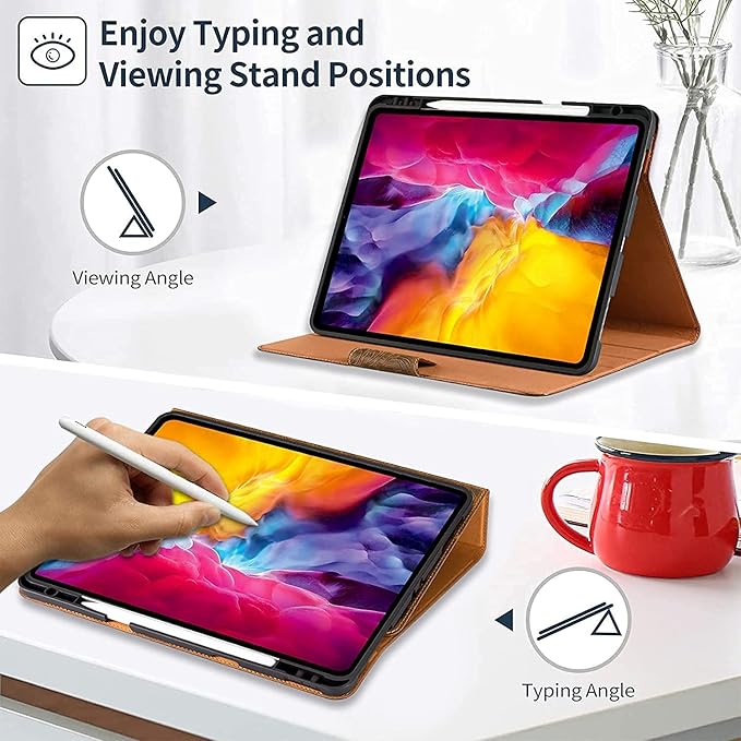 Gexmil Case for Ipad pro 11 Inch 2022/2021(4th Gen&amp3rd Gen)Genuine Leather Ipad pro 11 2020/2018 Cover(2rd Gen)with Pencil HolderPencil 2 Wireless ChargingReal LeatherMagnetic Closure