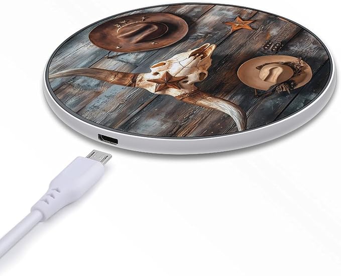 Skull Cow Hat Guitar Cactus Wireless Charger Anti-Slip Wireless Charging Pad Slim Charger Mat for Men Women