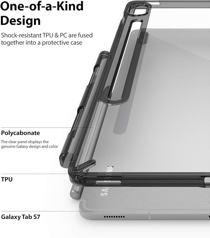 Ringke Fusion Case Compatible with Samsung Galaxy Tab S8 (2022) / S7 (2020) Built-in Stylus S Pen Holder - Smoke Black