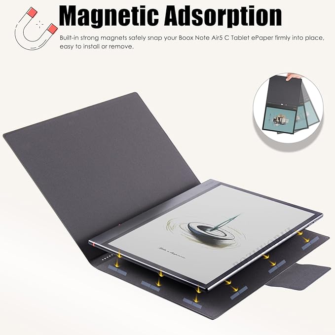 BOZHUORUI Magnetic Case for Boox Note Air 5 C Tablet ePaper (10.32025 Released) | Pen Buckle Design | with Auto Sleep/Wake | Thin &amp Light | PU Leather Cover (Rock Black)