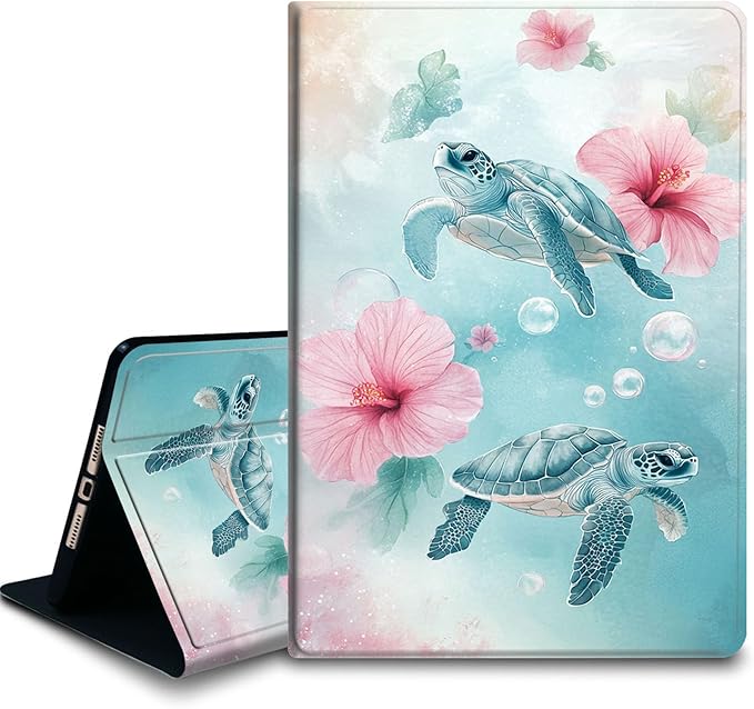 Bxgolkgd Tablet Case for 7 Kindle Paperwhite 2024 (12th Gen) &amp Kindle Colorsoft Signature EditionAuto Wake/Sleep FunctionSea Turtle Hibiscus